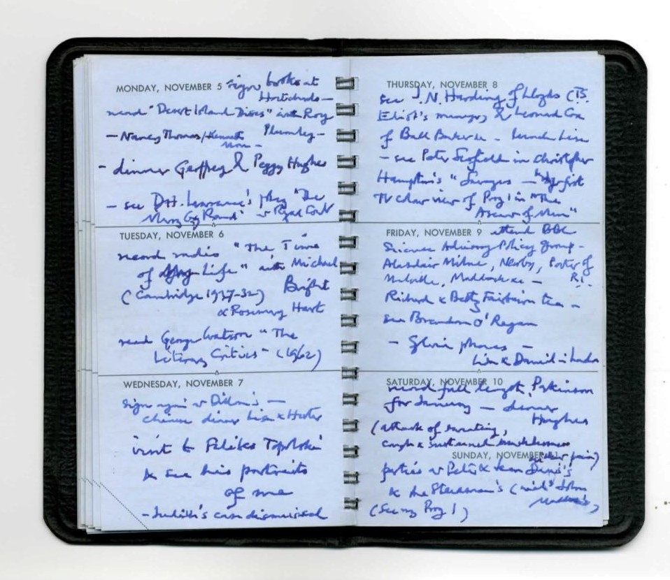 Entry in Bronowski's Pocket Diary, November 1973