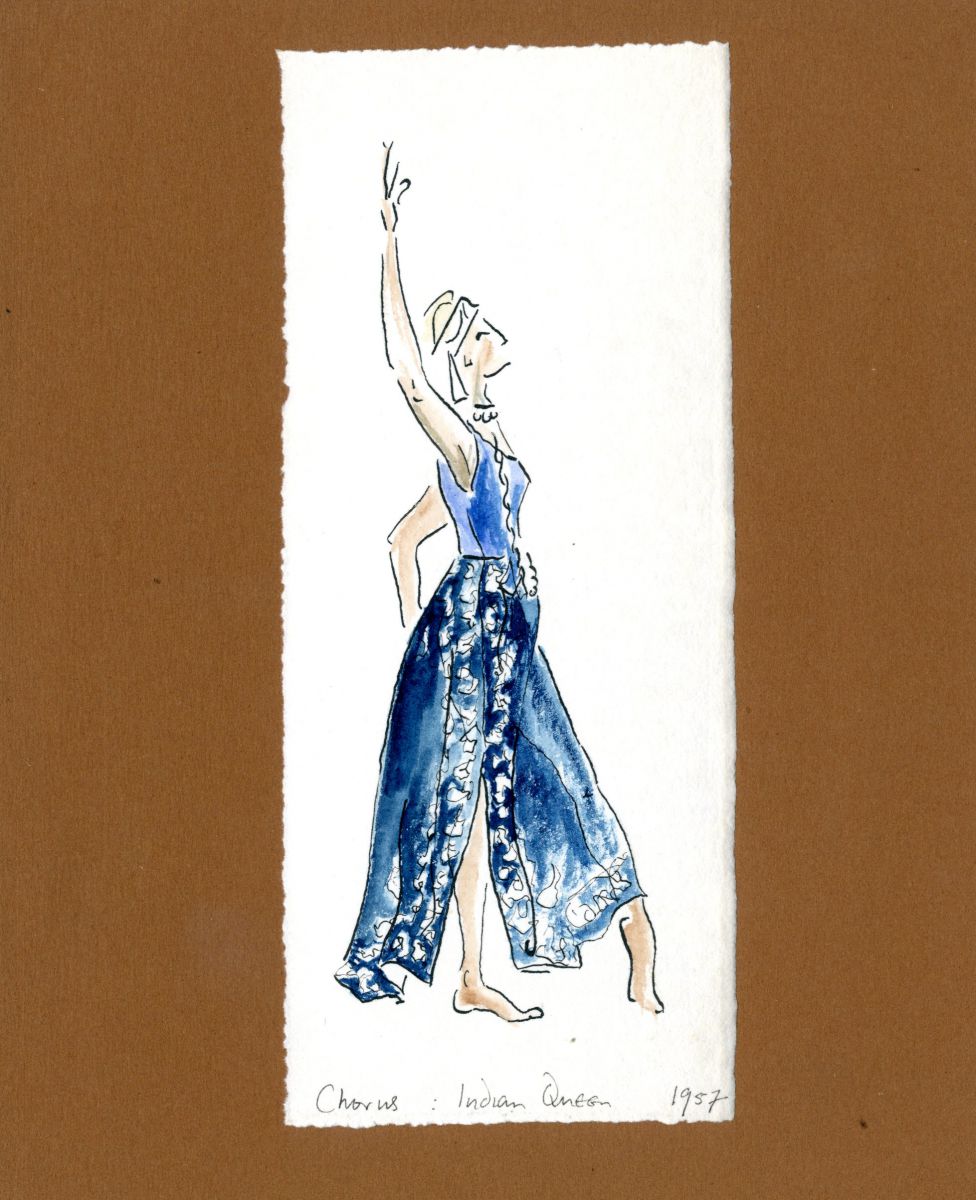 Costume design for a dancer in the Indian Queen, 1957