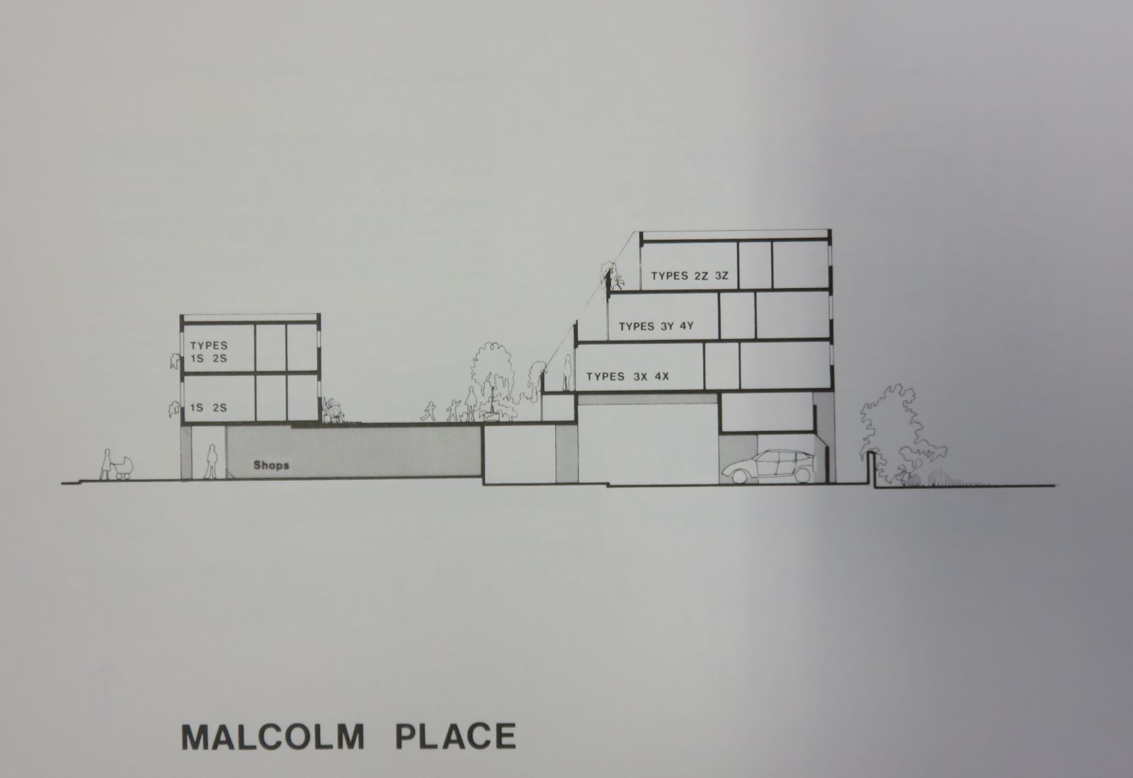 King Street Housing Society: elevation plan of Malcolm Place. (Archive ref: JCAD-3-CAM-KING-14-2-1977)