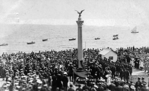 The unveiling of the War Memorial at Felixstowe, Suffolk.