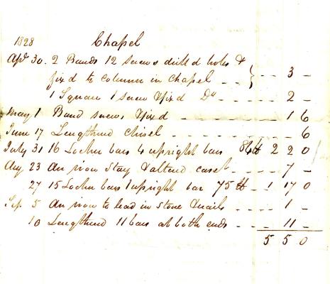 1828 bill for work done by Coe