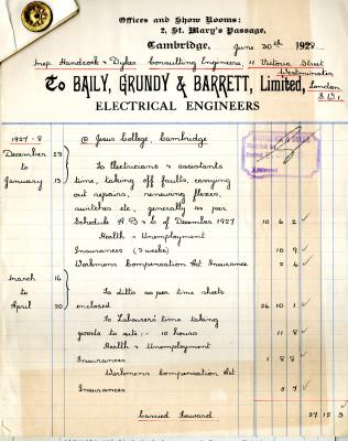 Baily, Grundy and Barrett Ltd bill