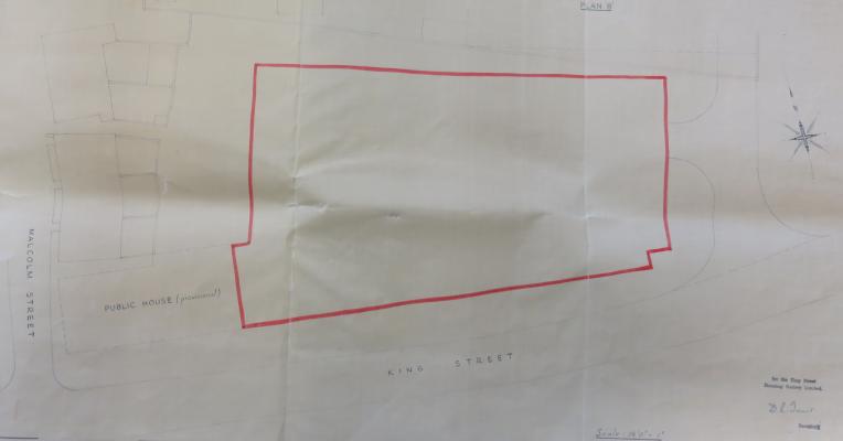 Plan from copy of building lease of premises fronting King Street
