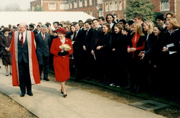 The Queen meets people in Chapel Court