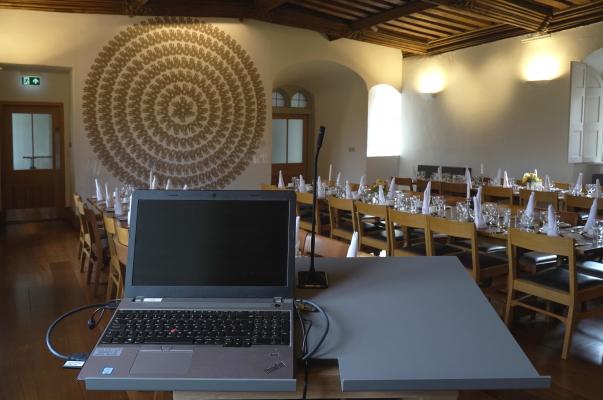 Upper Hall dining laptop