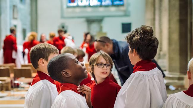 Image of Choristers chatting before service