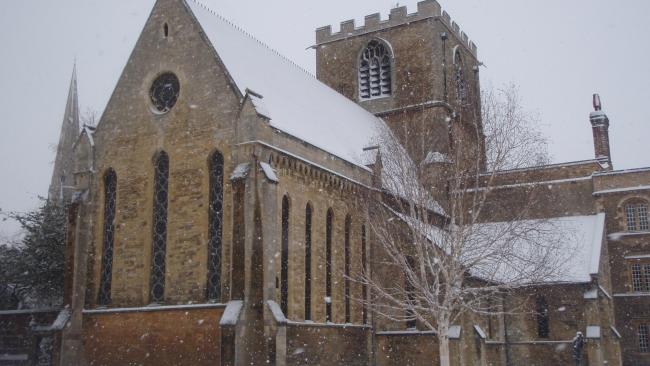 Image of chapel in snow