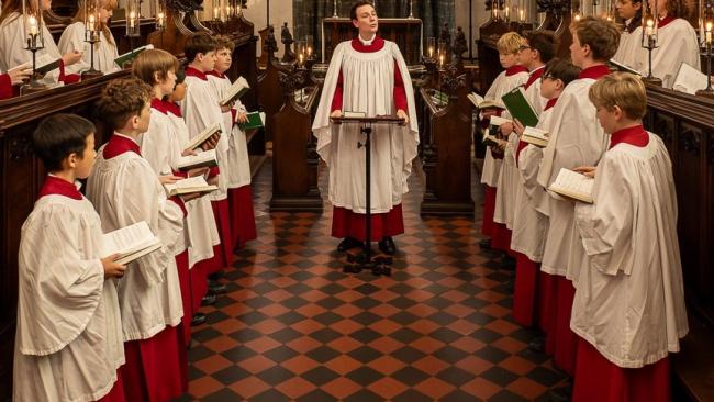 Image of choir singing in stalls