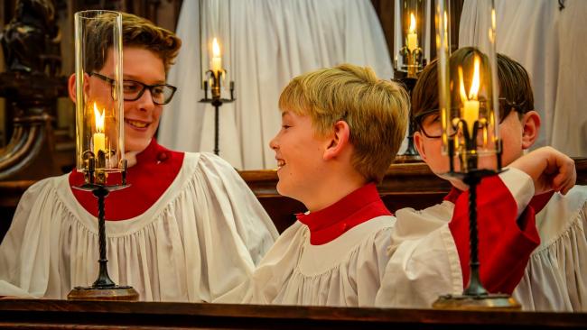 Image of Choristers talking in stalls