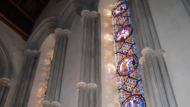 Image of Stained glass windows in Jesus College Chapel