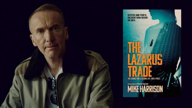 Image of Mike Harrison with a book cover