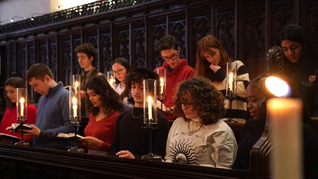 Students in inner chapel at evensong