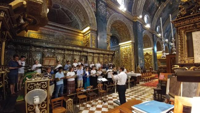 Photo of Choir rehearsing in St John's Co-Cathedral