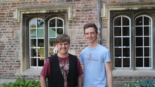Image of Photo of a visiting student and a Jesus College student ambassador