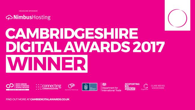 Image of Cambridgeshire Digital Awards 'winner' banner