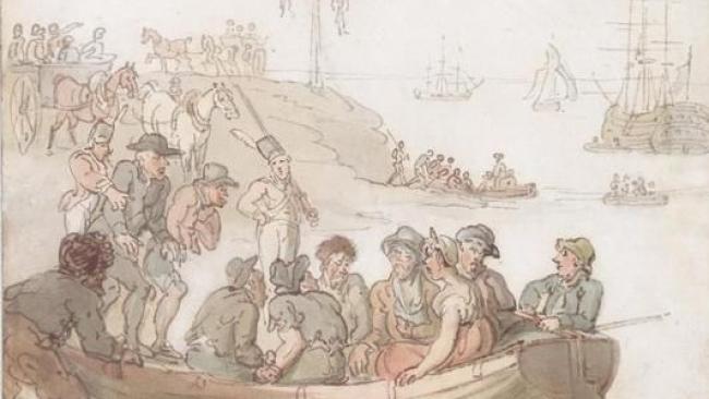 Image of Convicts embarking for Botany Bay by Thomas Rowlandson
