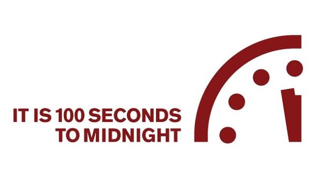 Image of Image of Doomsday clock, Bulletin of the Atomic Scientists, It is 100 seconds to midnight