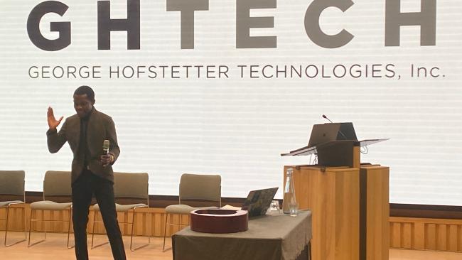 Image of John Falsetto speaking at Hacktivism and Black creativity