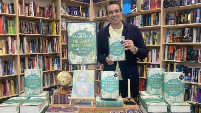 Peter Frankopan with his new book