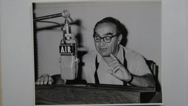 Image of Bronowski speaking at All India Radio, Bombay c. 1966-1967