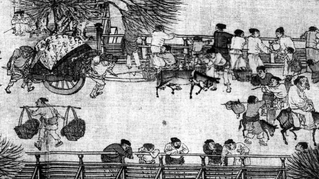 Image of Detail from handscroll, Spring Festival on the River, by Zhang Zeduan.
