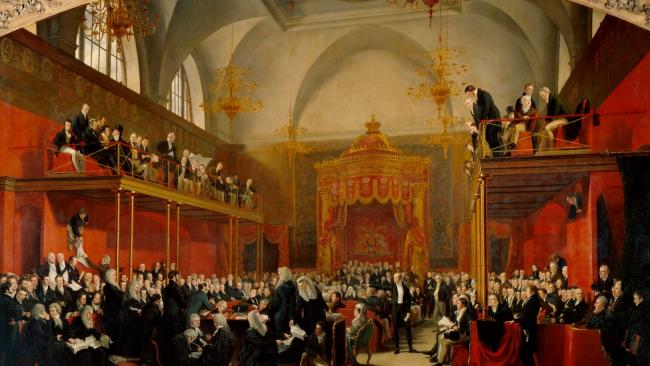 Image of The Trial of Queen Caroline by Sir George Hayter. Reproduced by kind permission of the National Portrait Gallery