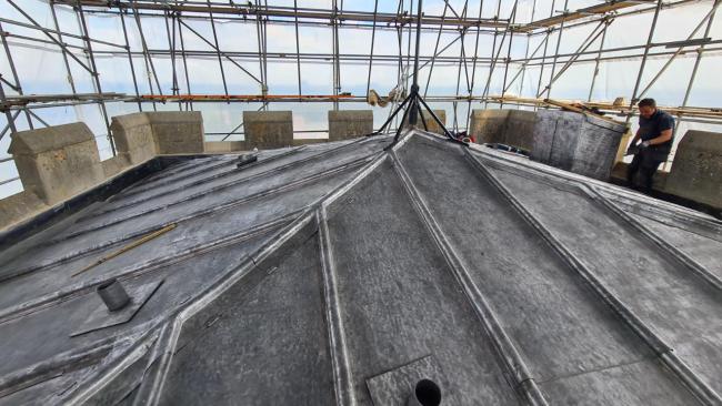 The work to the Chapel tower includes a new lead roof