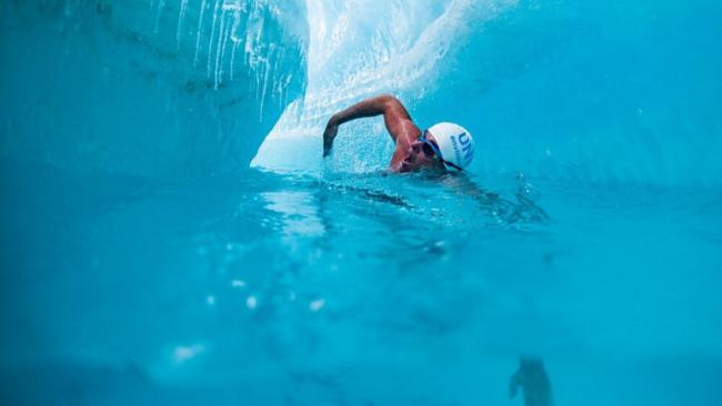 Image of Lewis Pugh will swim across the mouth of the world's fastest-moving glacier. Picture: Kevin Trautman