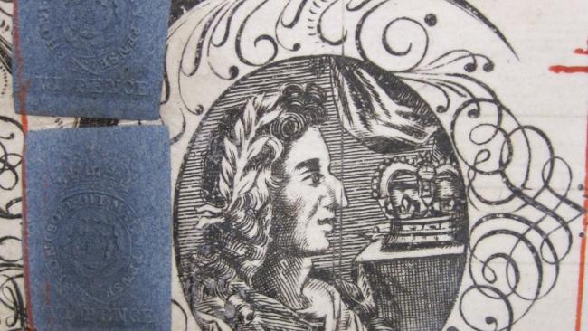 Image of William III portrait miniature from deed confirming purchase of the living at Tewin
