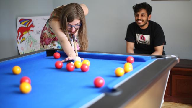 Image of Students play pool