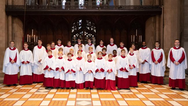 Image of Full Choir in Chapel in cassocks and surplices