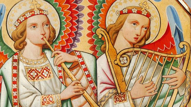 Chapel painting of musician angels