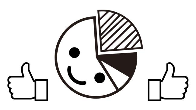 Pie chart with cheerful face