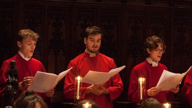 Choral scholars in chapel