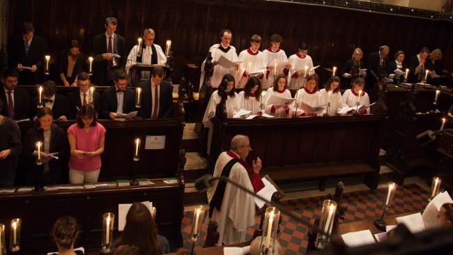 Congregation and choir at evensong