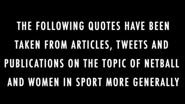 Text: "The following quotes have been taken from articles, tweets and publications on the topic of netball and women in sport