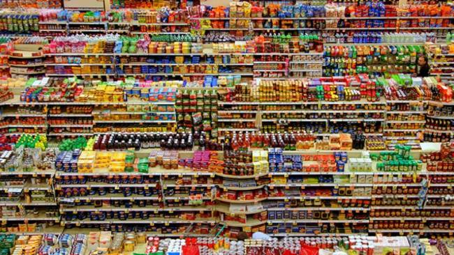 A picture of supermarket shelves