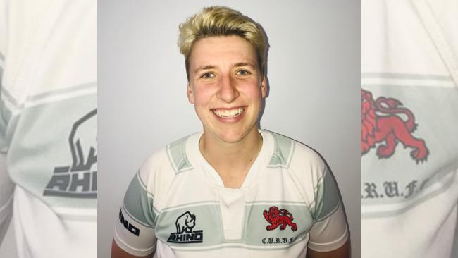 Photo of Jen Atherton in her rugby uniform
