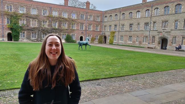 A photo of Sian Gooding in First Court at Jesus College.