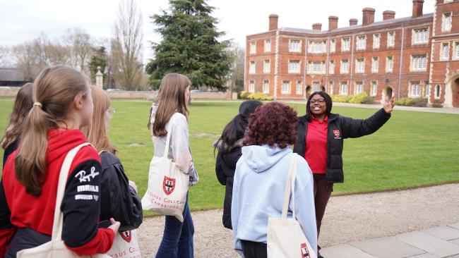 Group of school students on a College tour