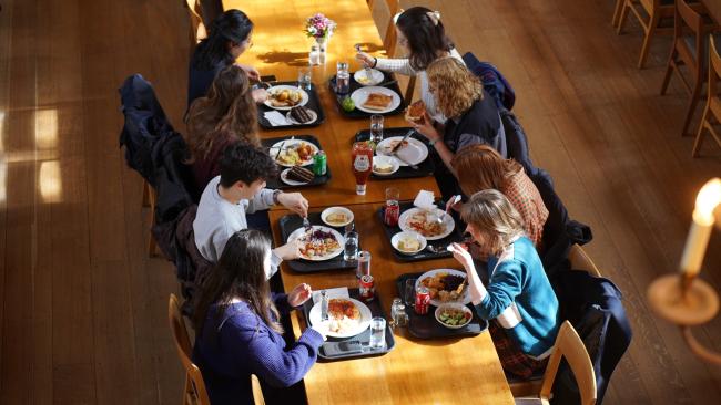 Students eating in Hall