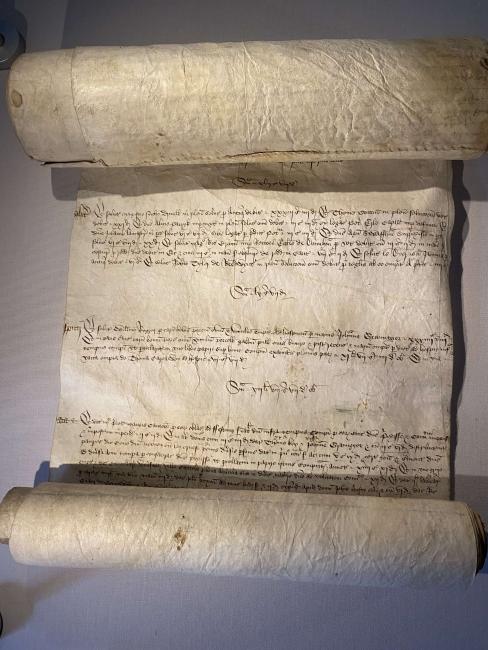 Account roll showing the earliest accounts of the Priory of St Radegund
